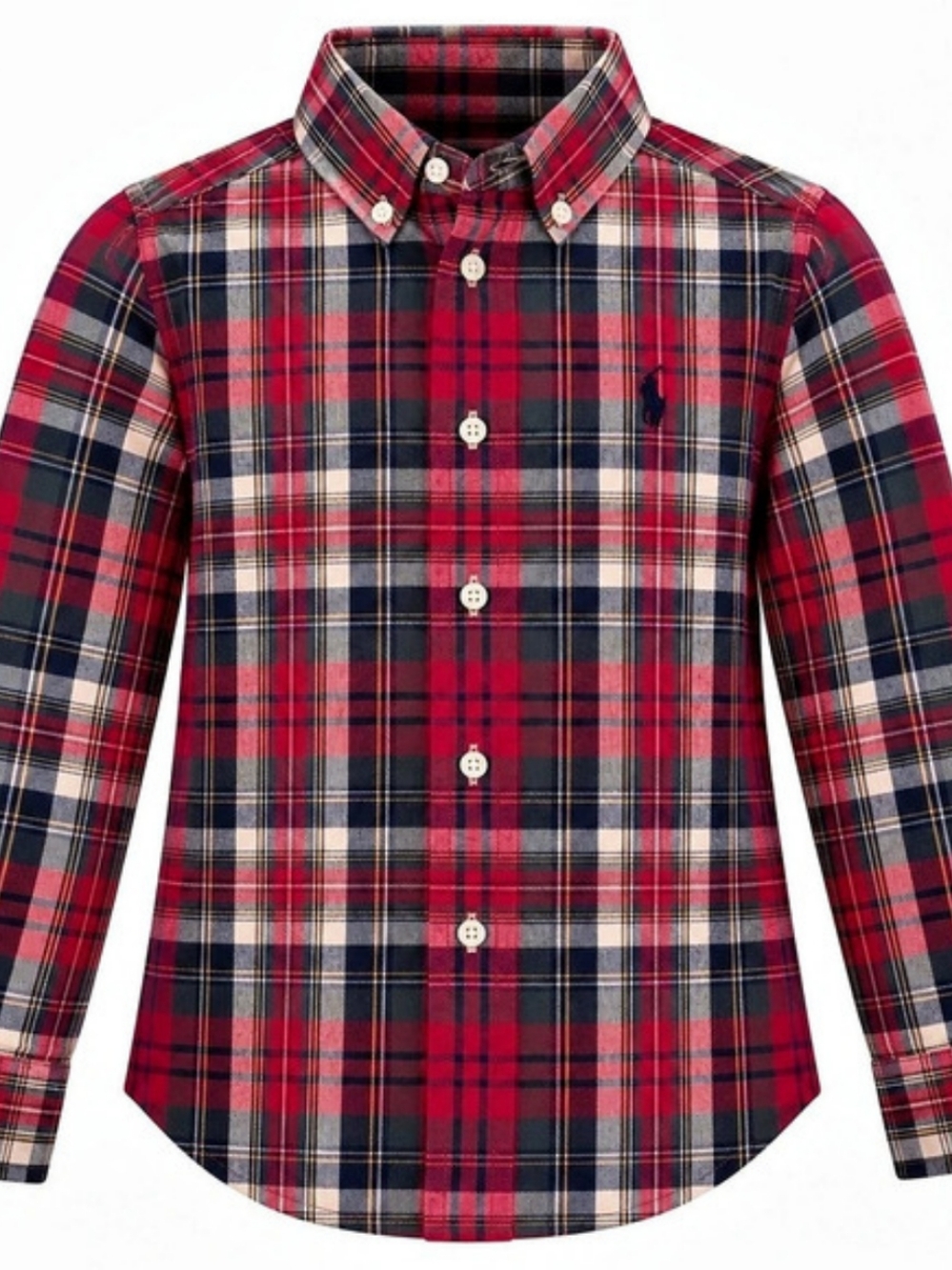 Polo Ralph Lauren Boys Plaid Button Down Shirt Red Navy Size 4